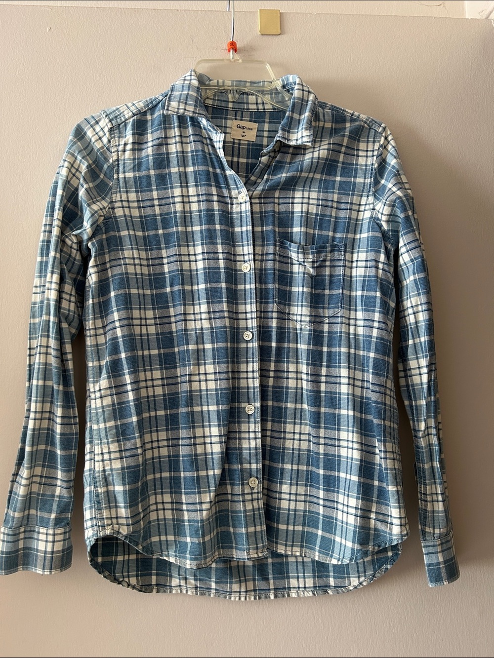 Gap Blue Plaid Button Down 100% Cotton Women’s Shirt